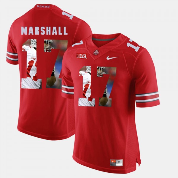 Ohio State Buckeyes Jalin Marshall Men's #17 Scarlet Pictorial Fashion College Football Jersey 2404WRSE6